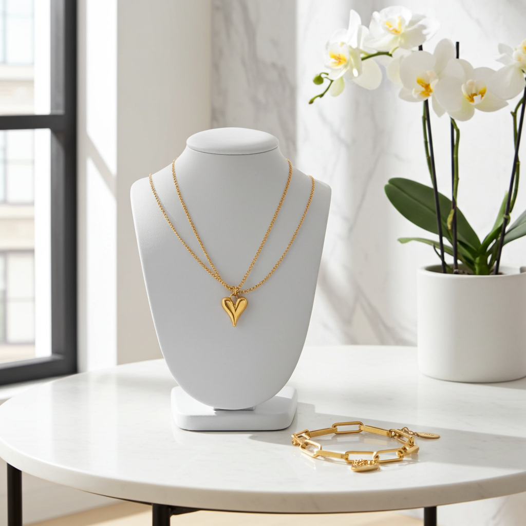 GP11 - Chunky Heart Link Chain Bracelet & Necklace – Bold Love in Every Link