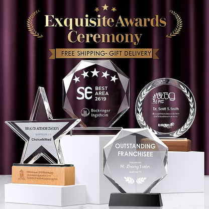 SP08 🏆 Premium Crystal Trophy – Custom Engraved Corporate Award