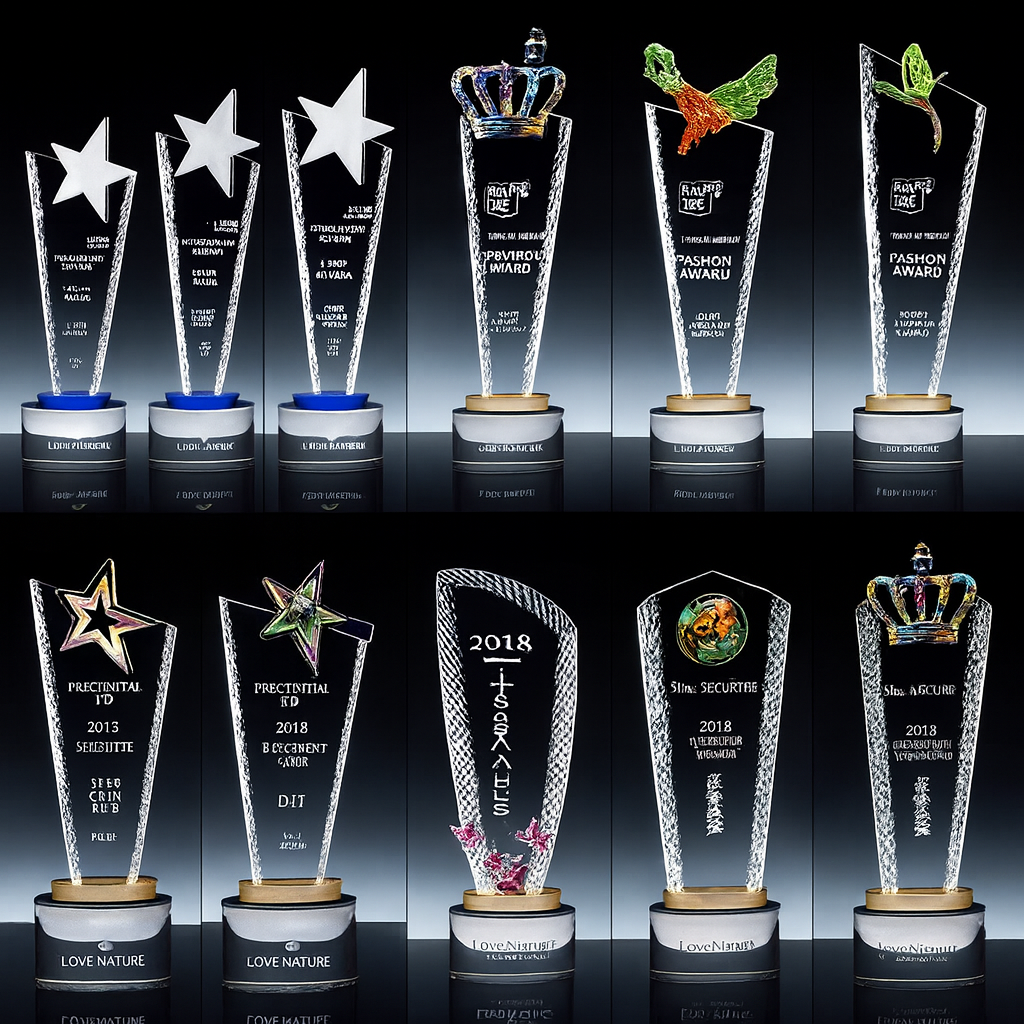 SP11 🏆 Customizable Premium Crystal Trophy with Liuli Accents – Celebrate Excellence in Style