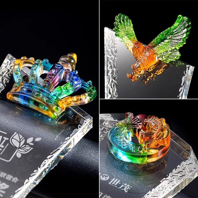SP11 - Customizable Premium Crystal Trophy with Liuli Accents – Celebrate Excellence in Style