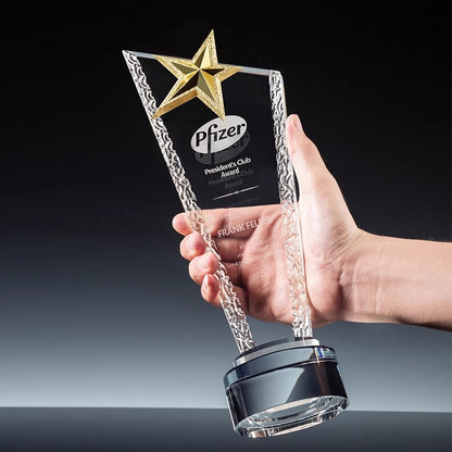 SP11 🏆 Customizable Premium Crystal Trophy with Liuli Accents – Celebrate Excellence in Style