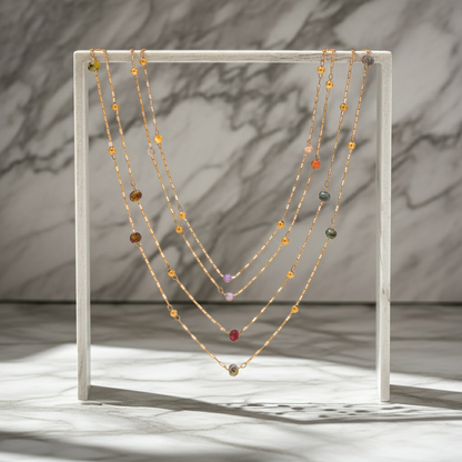 GP07 - Delicate Multicolor Natural Stone Layered Necklace