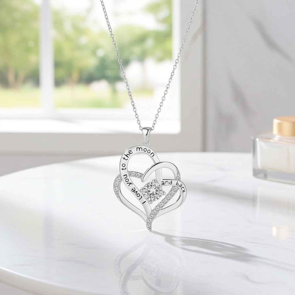 GP08 - "I Love You to the Moon and Back" Heart Necklace