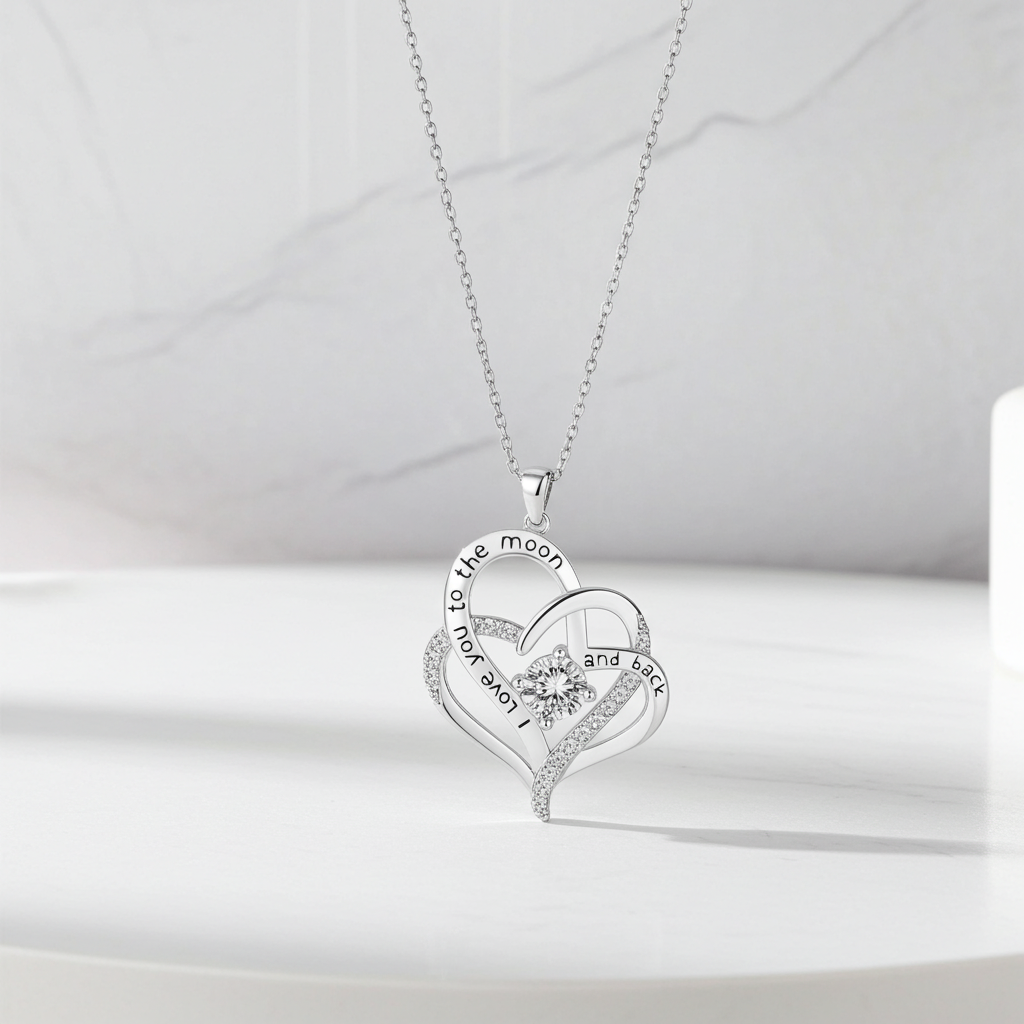 GP08 - "I Love You to the Moon and Back" Heart Necklace