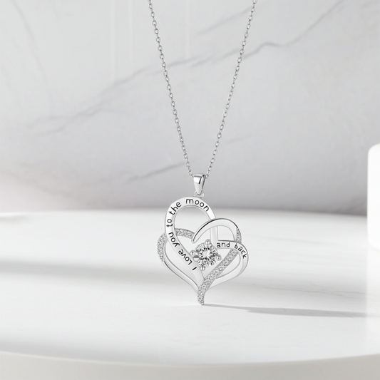 GP08 - "I Love You to the Moon and Back" Heart Necklace