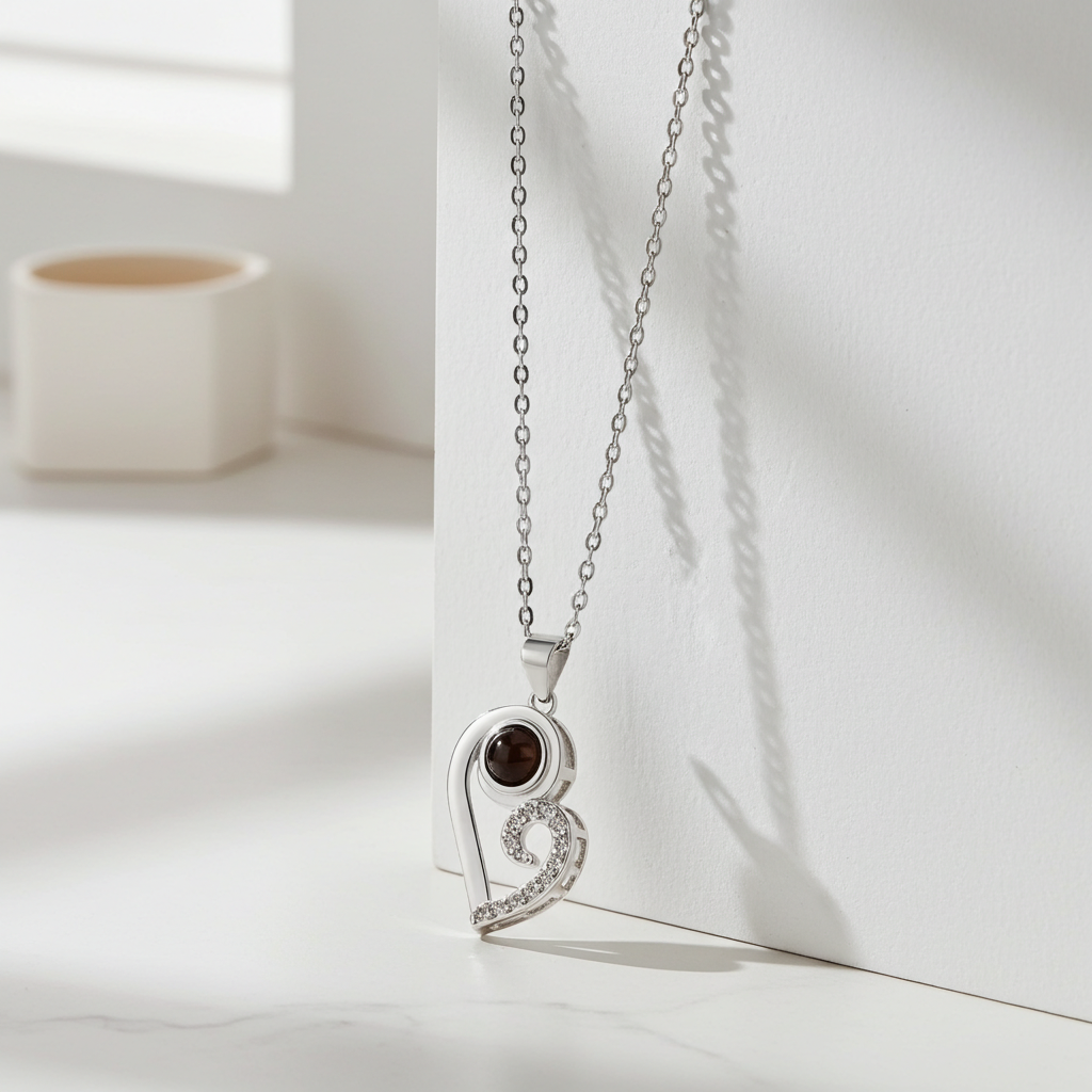 PXS110 - Echoya™ Dual Heart Photo Projection Necklace – S925 Silver