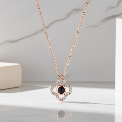 PX46 - Eternal Blossom Photo Projection Necklace – Rose Gold and White Gold