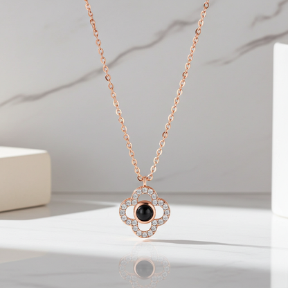 PX46 - Eternal Blossom Photo Projection Necklace – Rose Gold and White Gold