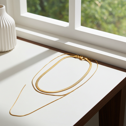 GP24 - Two-Layer Flat Snake Chain Necklace