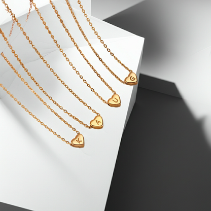 GP17 - Gold Heart Initial Necklace – Personalized Love Keepsake
