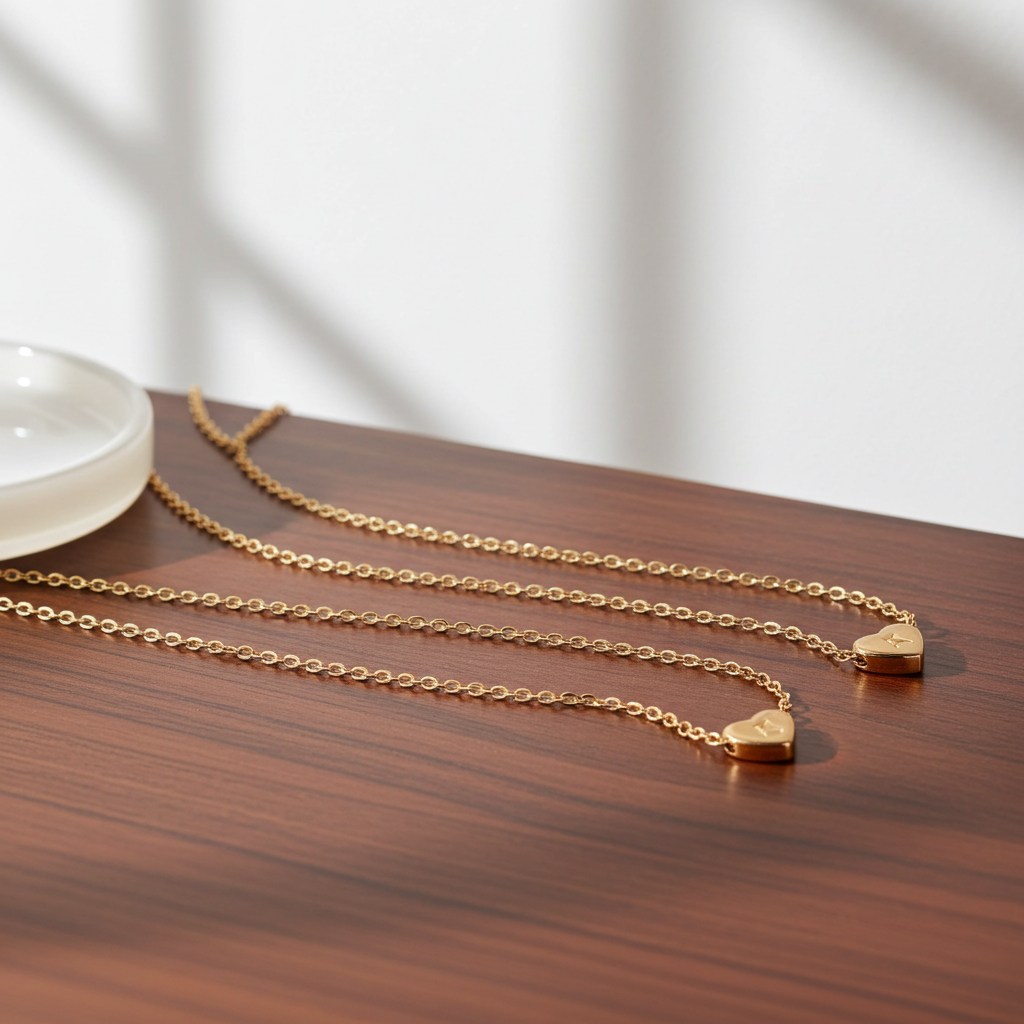 GP17 - Gold Heart Initial Necklace – Personalized Love Keepsake