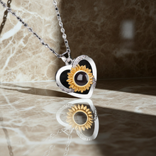 PX08 - Rotated Heart Sunflower Projection Necklace – Hidden Custom Photo Jewelry