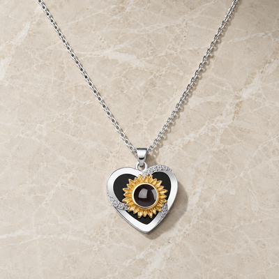 Personalised Rotated Heart Sunflower Projection Necklace
