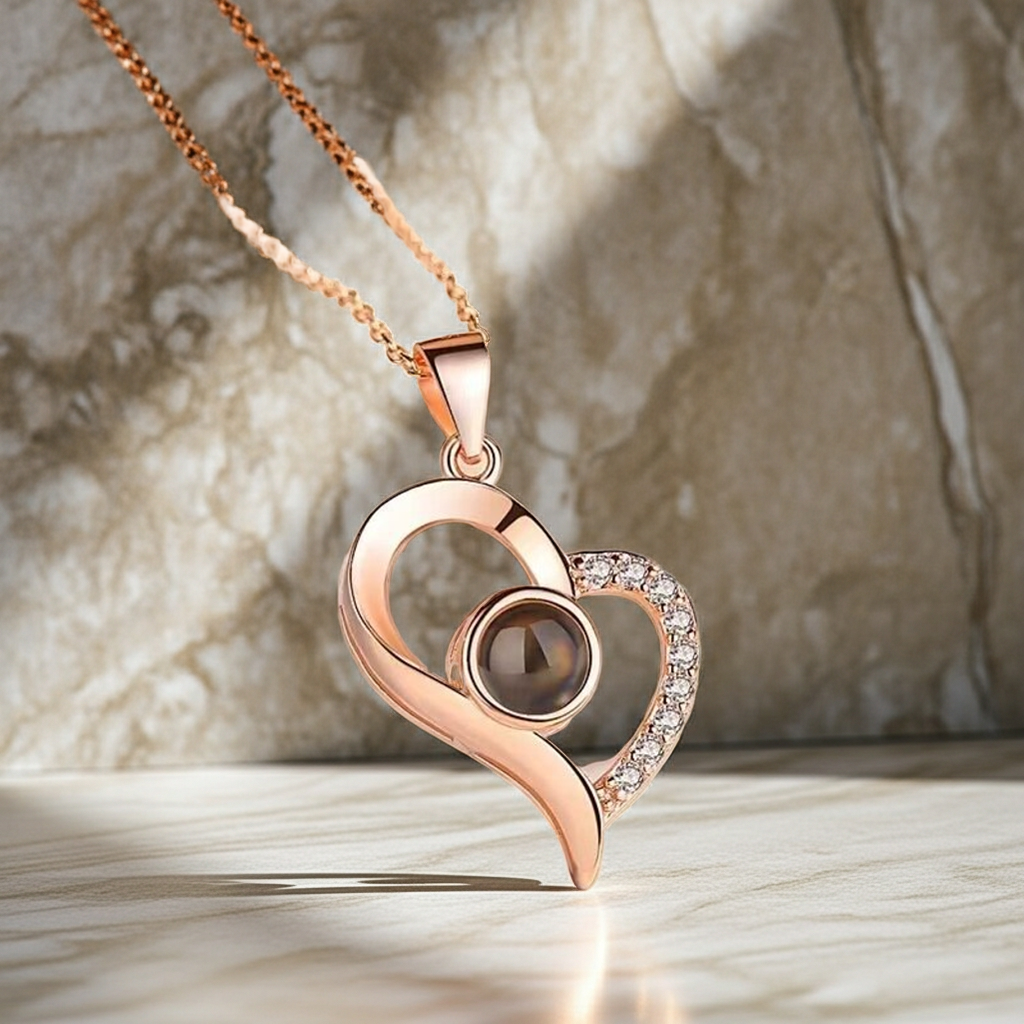 PXS117 - Personalized Heart Photo Projection Necklace
