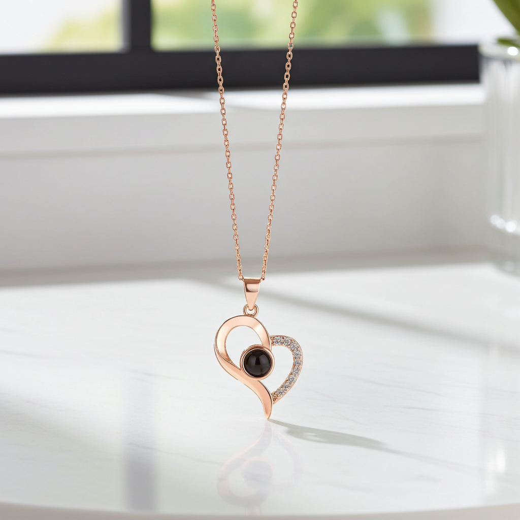 PXS117 - Personalized Heart Photo Projection Necklace