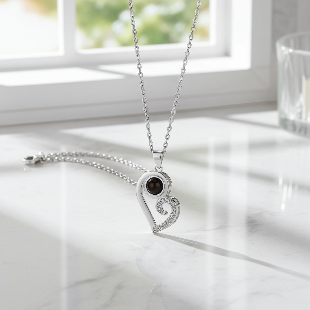 PXS110 - Echoya™ Dual Heart Photo Projection Necklace – S925 Silver