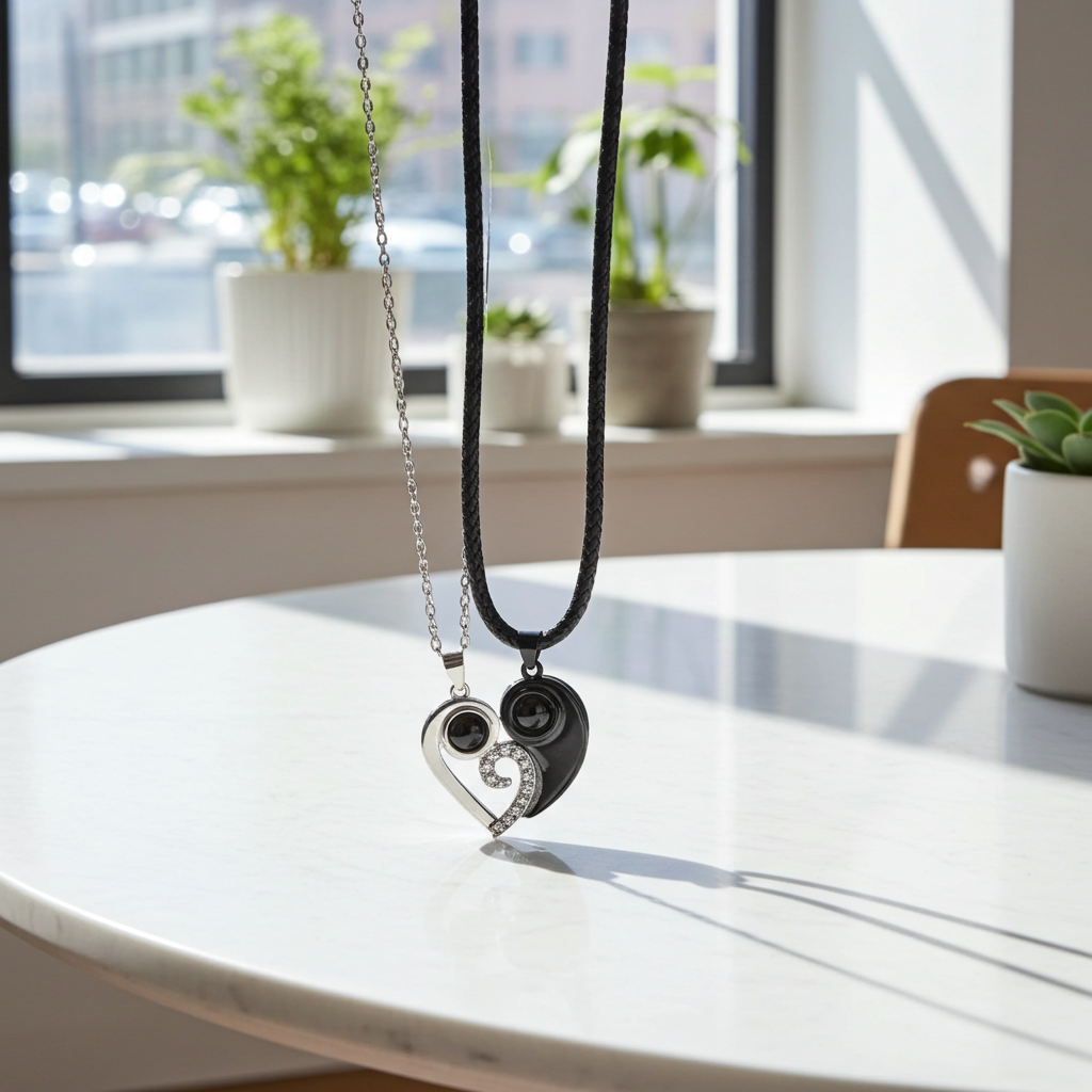 PXS110 - Echoya™ Dual Heart Photo Projection Necklace – S925 Silver
