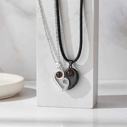 PXS110 - Echoya™ Dual Heart Photo Projection Necklace – S925 Silver