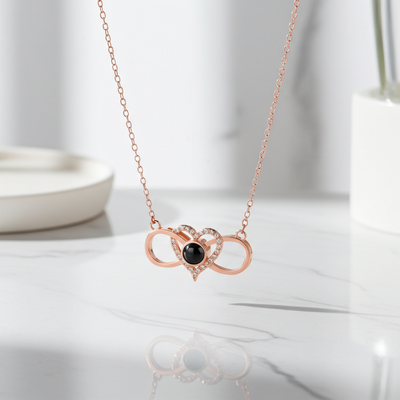 PX35 - Infinity Heart Photo Projection Necklace – Eternal Love Captured in a Glance