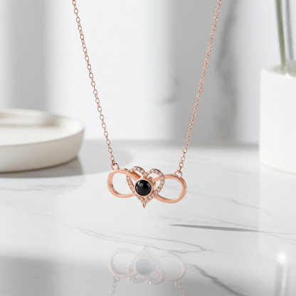 PX35 - Infinity Heart Photo Projection Necklace – Eternal Love Captured in a Glance