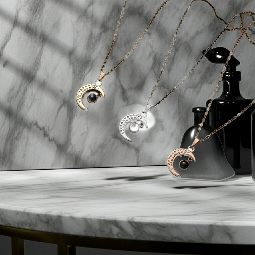 PX05 - Custom Moon Projection Necklace – Rose Gold, Silver, Gold