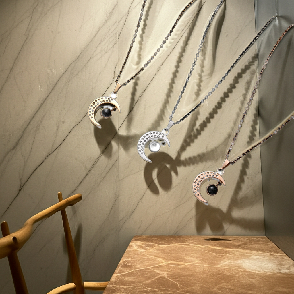 PX05 - Custom Moon Projection Necklace – Rose Gold, Silver, Gold