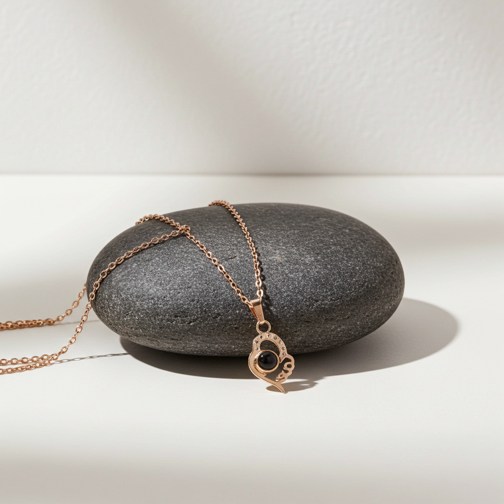 PX03 - Custom Photo Projection Teardrop Heart Necklace – Rose Gold, Silver, or Gold Colour