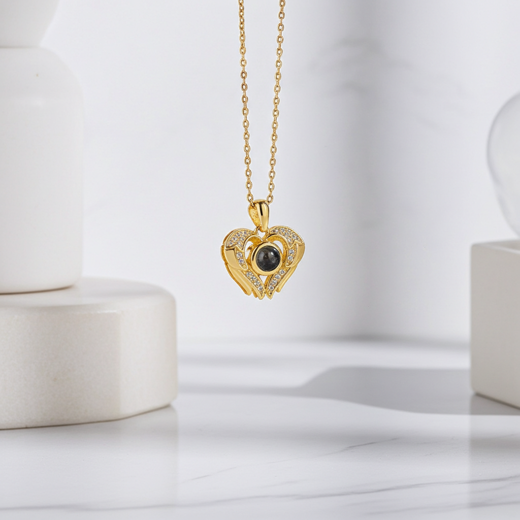 PXS107 - Echoya – Eternal Heart Photo Projection Necklace