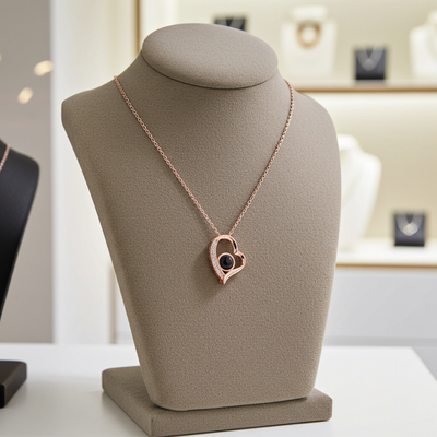 PXS103 - "Eternal Heart" Custom Photo Projection Necklace – Silver & Rose Gold