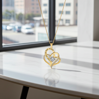 GP08 - "I Love You to the Moon and Back" Heart Necklace