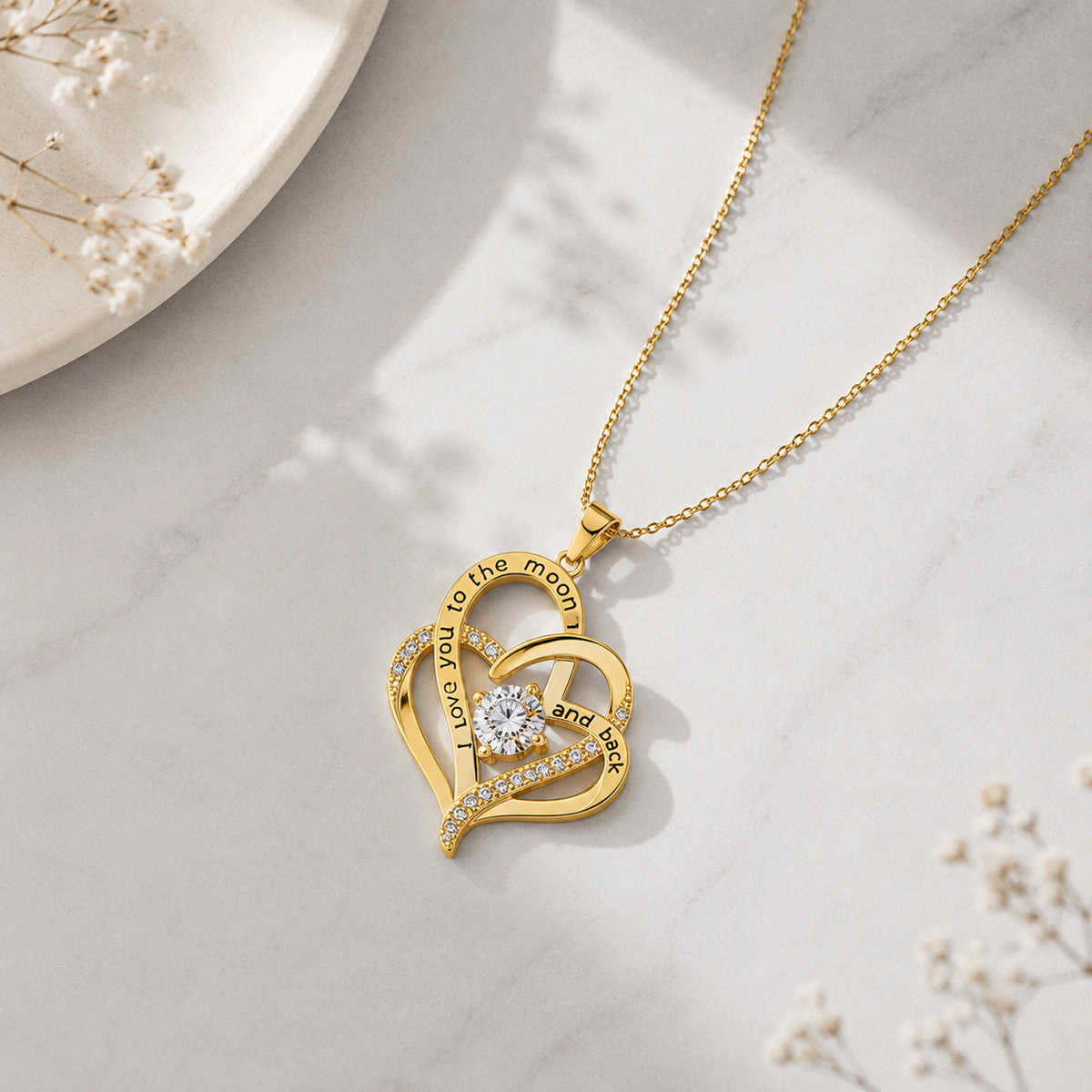 GP08 - "I Love You to the Moon and Back" Heart Necklace