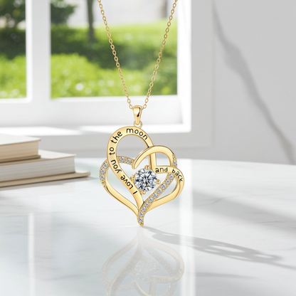 GP08 - "I Love You to the Moon and Back" Heart Necklace