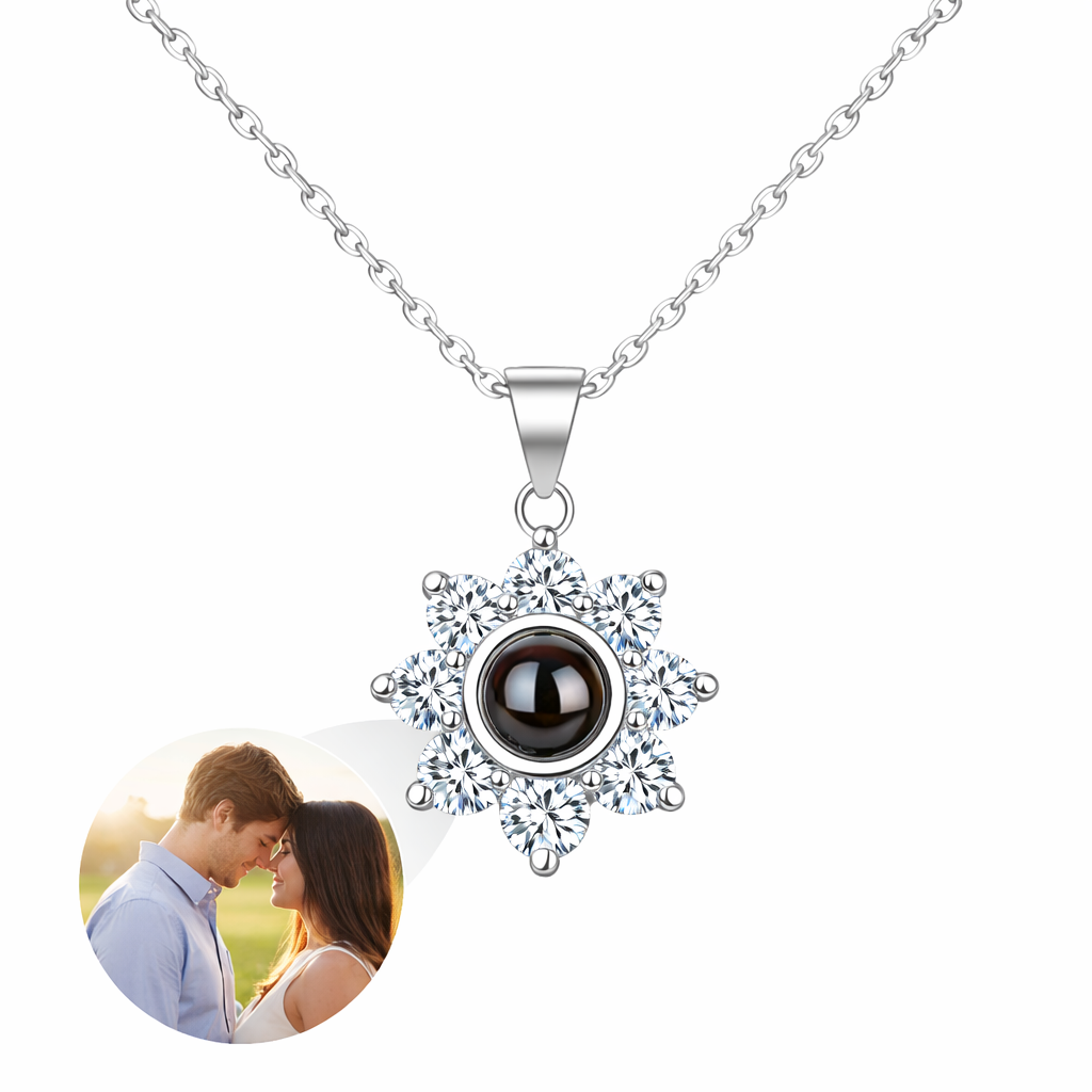 PXS109 - Echoya Sunflower Photo Projection Necklace