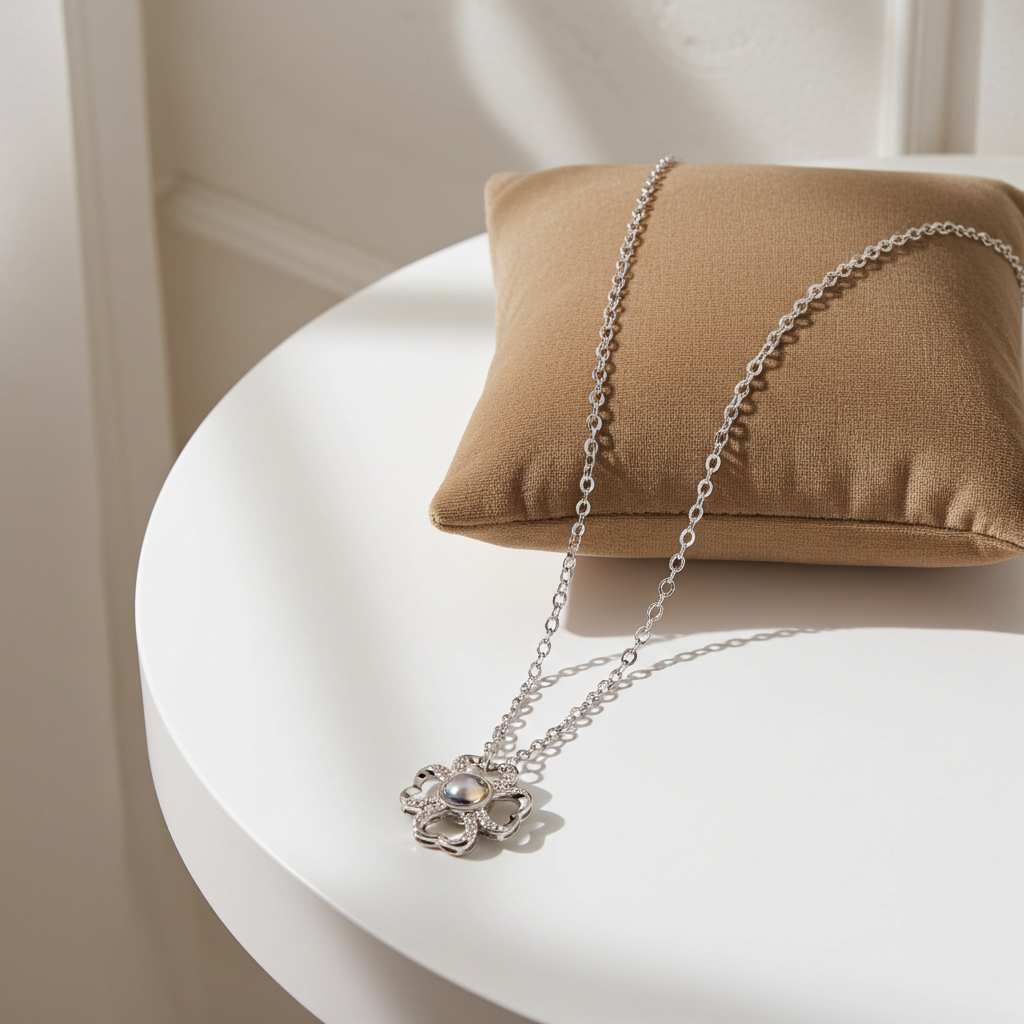 PX18 - Lucky Clover Hidden Photo Projection Necklace – Silver