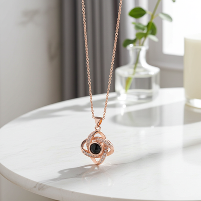 PX21 - Rotating Star Hidden Photo Necklace – Rose Gold / Silver
