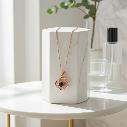 PX21 - Rotating Star Hidden Photo Necklace – Rose Gold / Silver