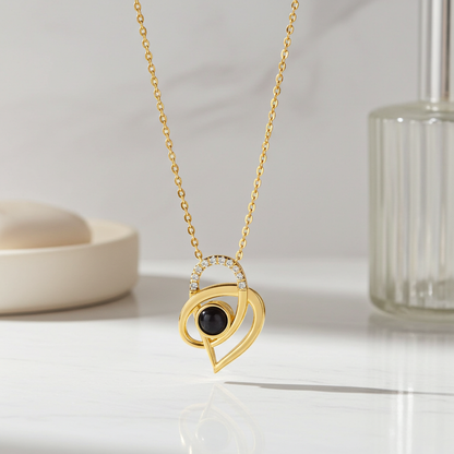 PX58 - Intertwined Heart Photo Projection Necklace