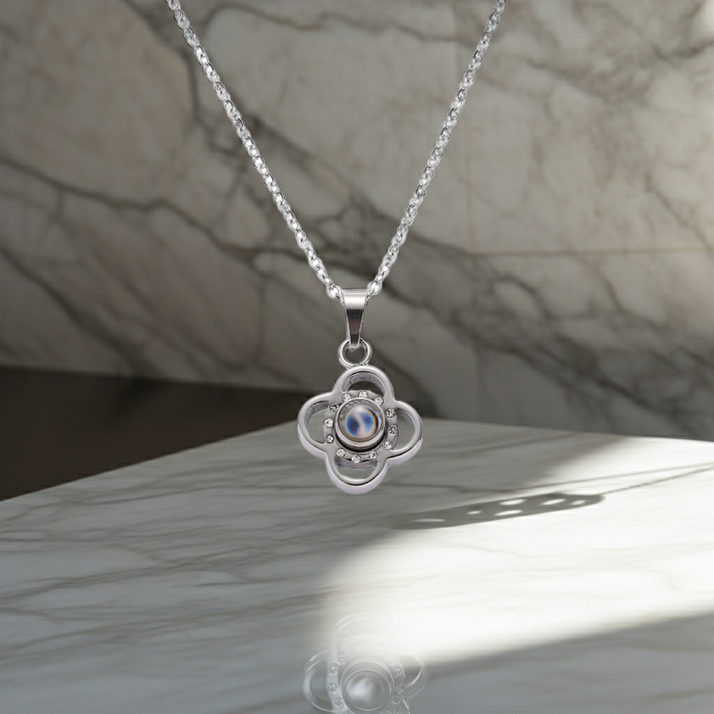 Personalised Flower Photo Projection Necklace
