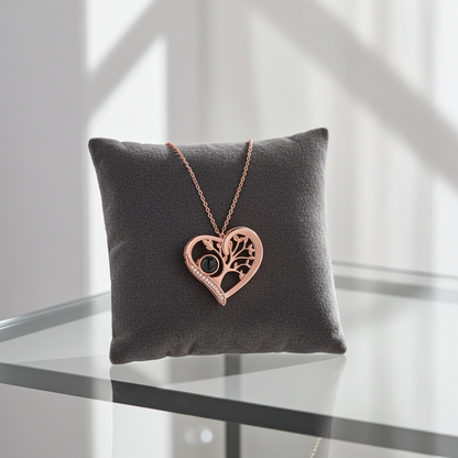 PXS101 - Eternal Tree of Love Projection Necklace – Silver & Rose Gold
