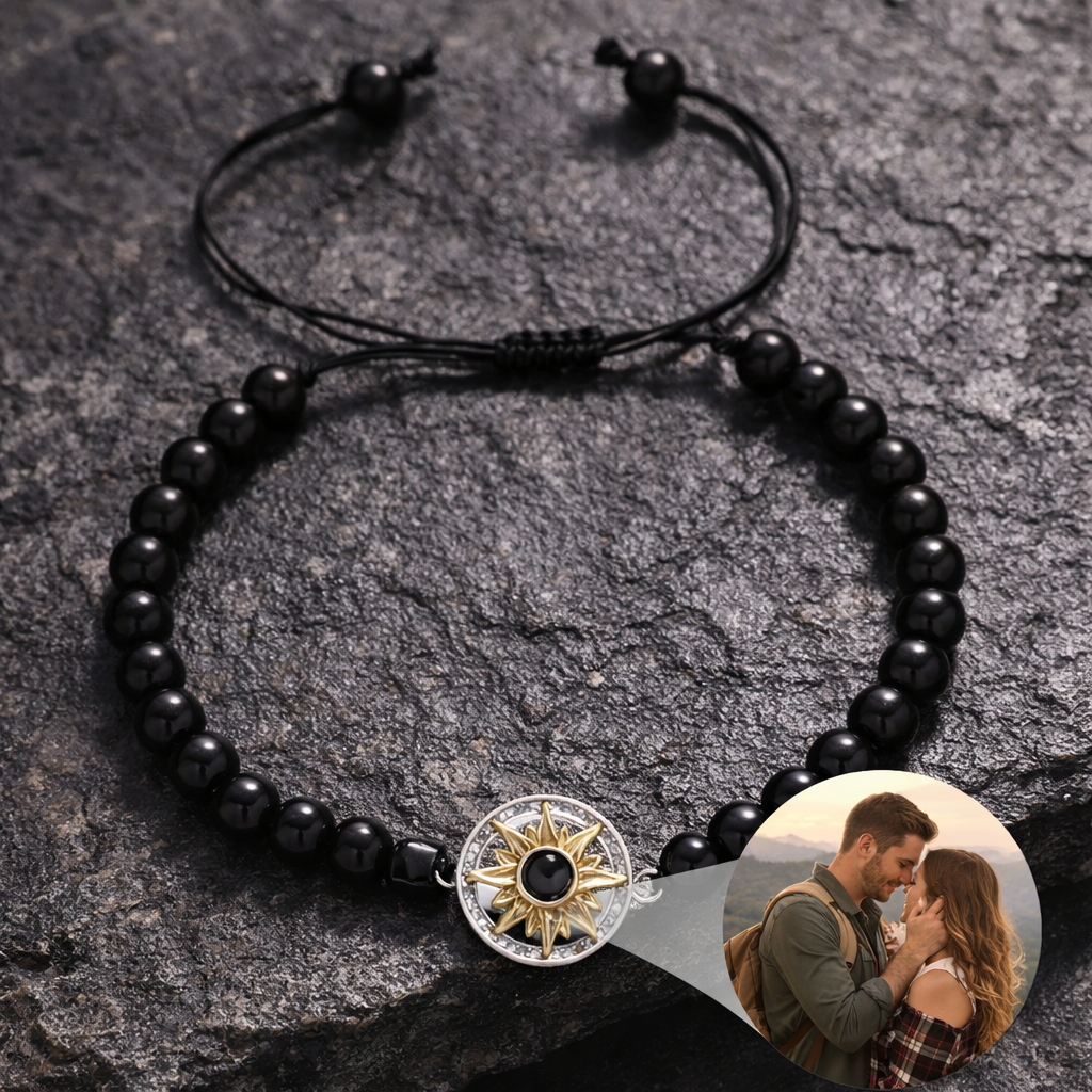PS06 - Personalized Sun Photo Projection Beaded Bracelet