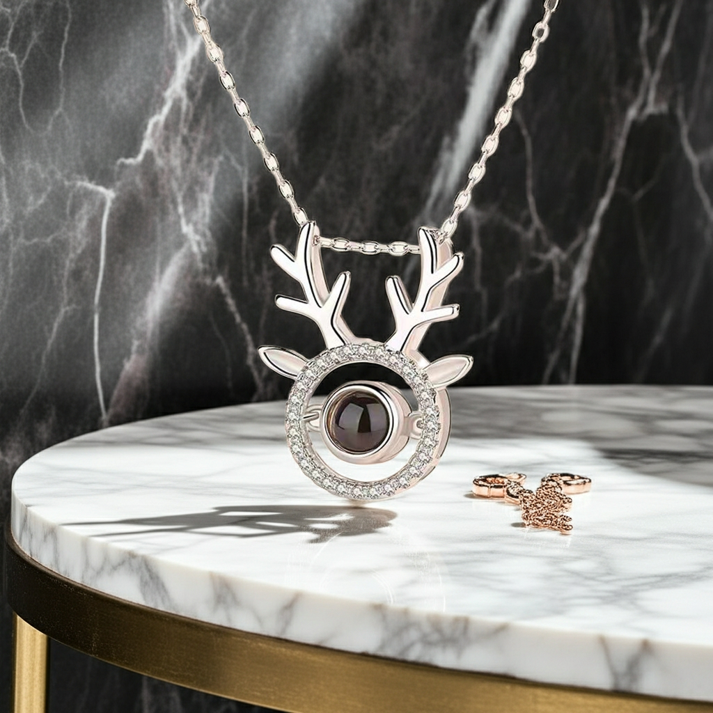 PX29 - Reindeer Antler Photo Projection Necklace – Keep a Memory Close to the Heart