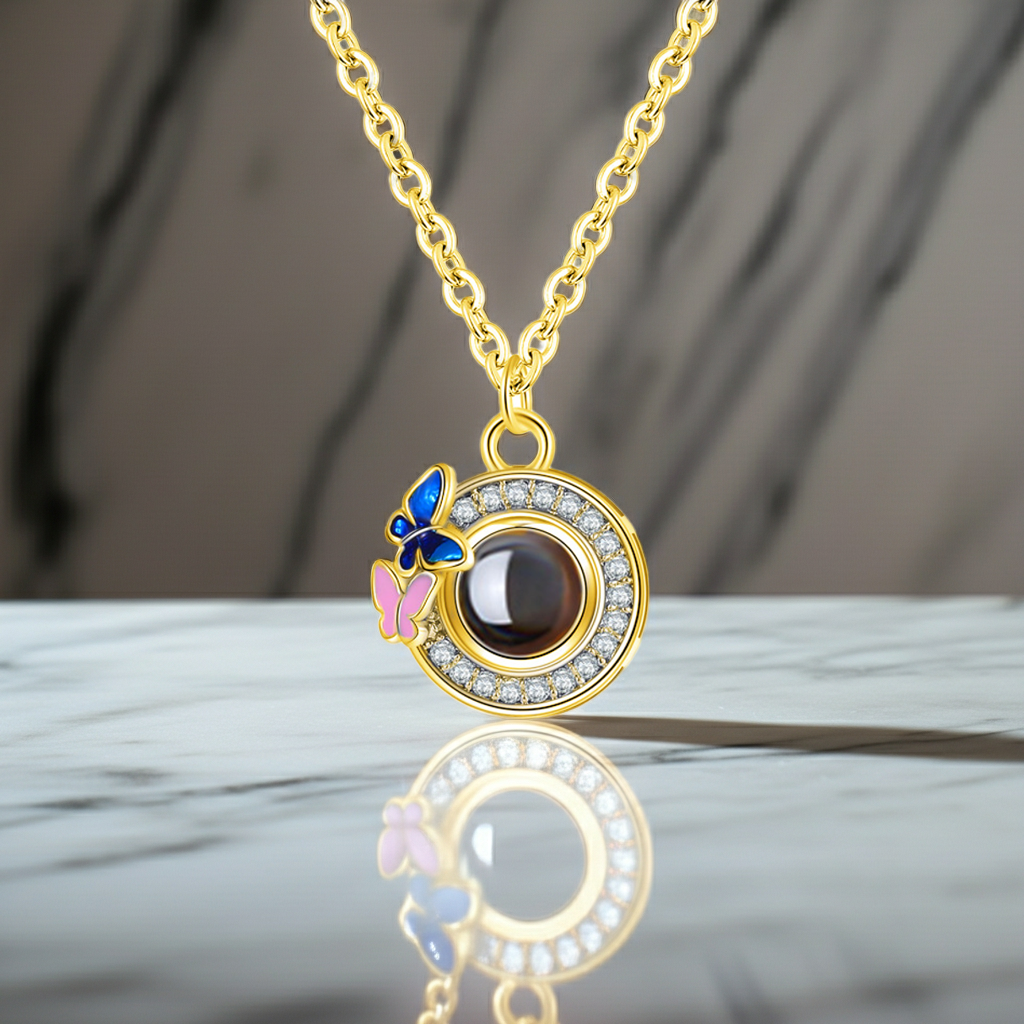 PX59 - Butterfly Halo Photo Projection Necklace
