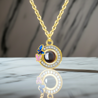PX59 - Butterfly Halo Photo Projection Necklace