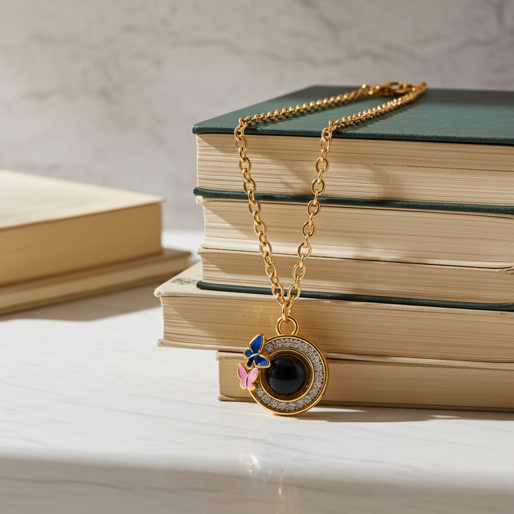 PX59 - Butterfly Halo Photo Projection Necklace