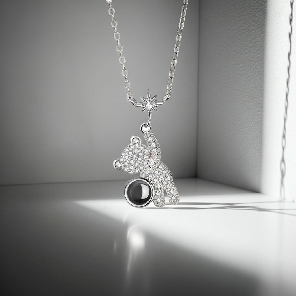 PX57 - Teddy Bear Photo Projection Necklace