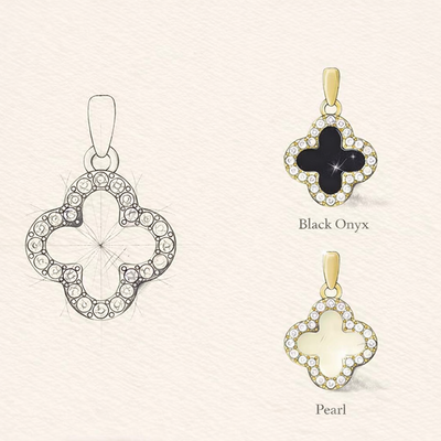 GP44 - Dual-Sided Clover Pendant Necklace – Timeless Elegance, Double the Charm