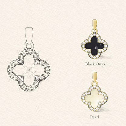 GP44 - Dual-Sided Clover Pendant Necklace – Timeless Elegance, Double the Charm