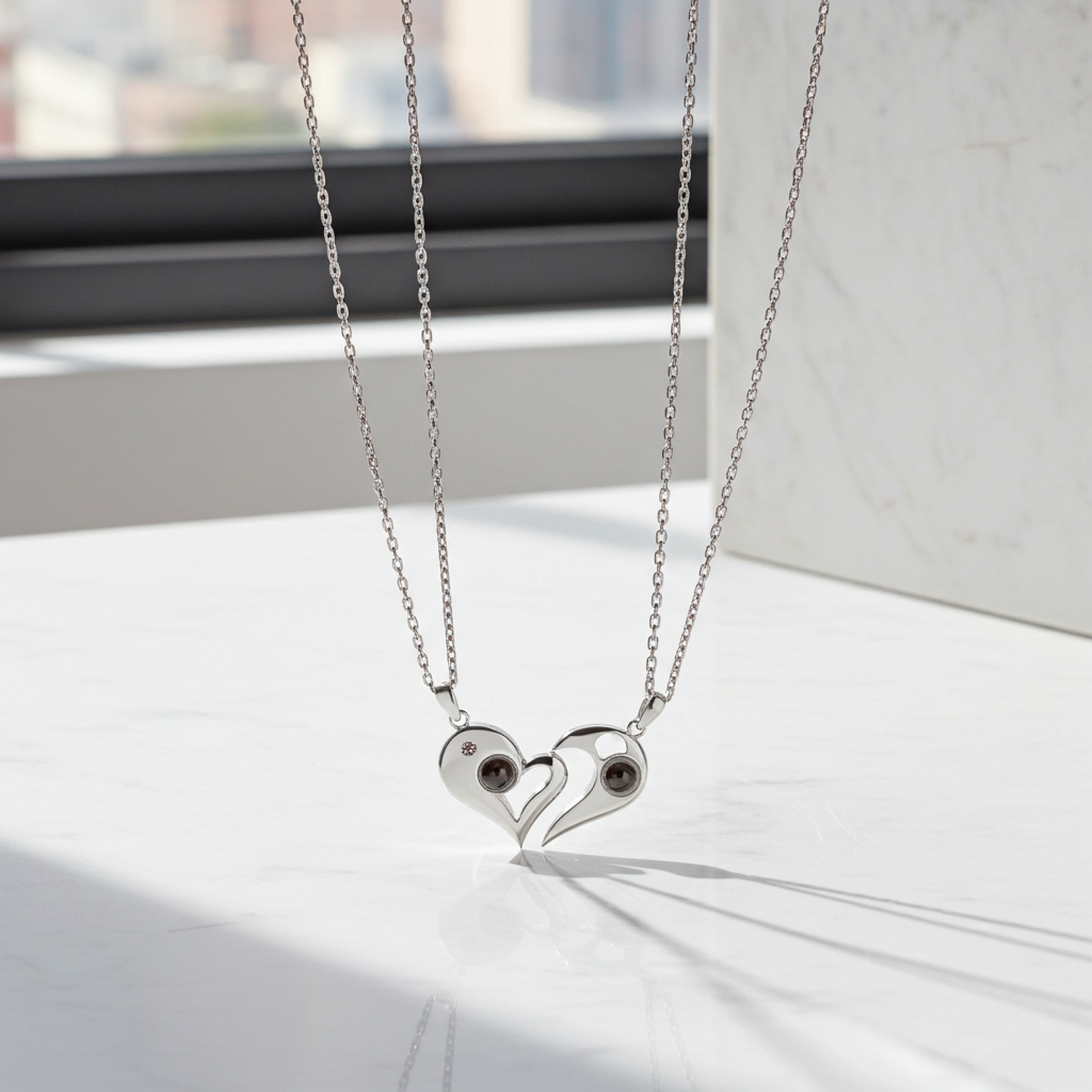 PX17 - Yin-Yang Heart (Set) Couple Projection Necklace – Hidden Photo Keepsake