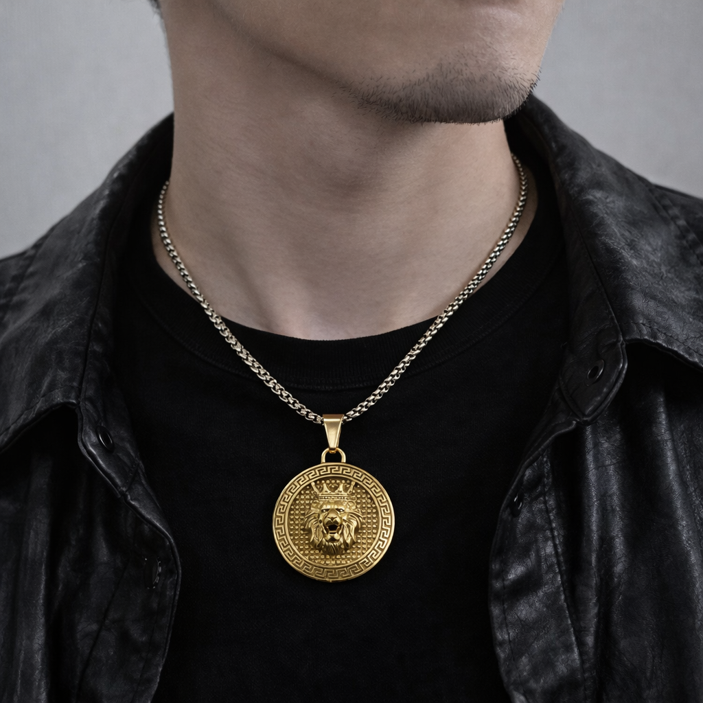 GP03 - Lion King Medallion Pendant Necklace – Strength, Royalty &amp; Bold Style