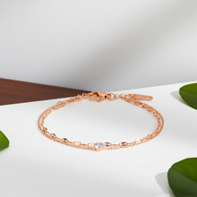 GP16 - Delicate Dual Chain Bracelet with Solitaire Zirconia